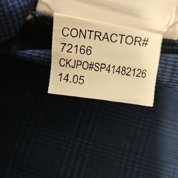 Calvin Klein Jeans Shirt Men's L Navy Blue Plaid Button Down Pockets EUC Luxe - Picture 5 of 15